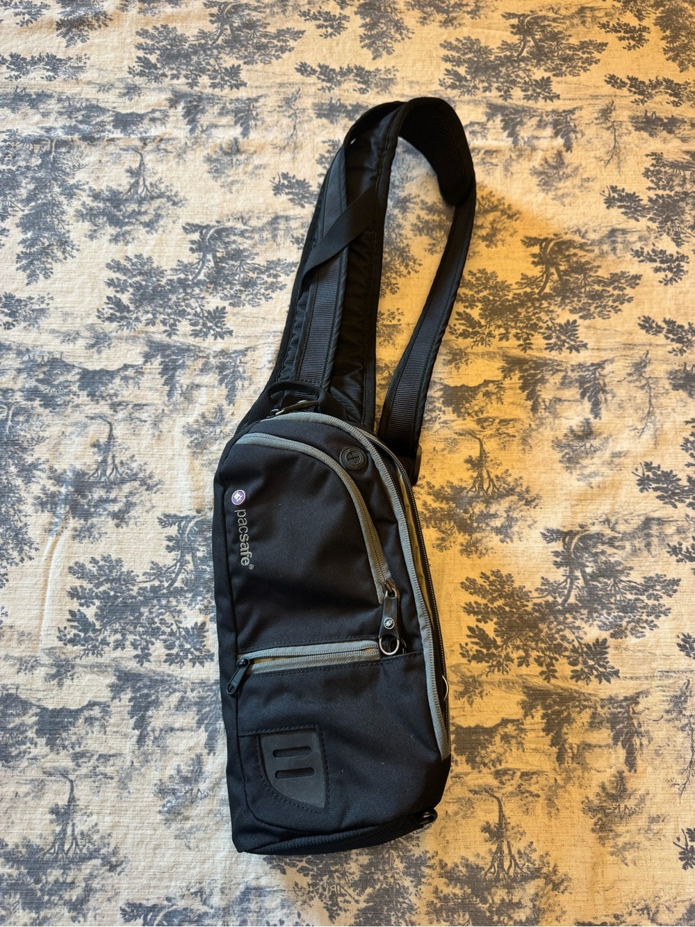 Pacsafe Black Sling Bag with Gray Trim